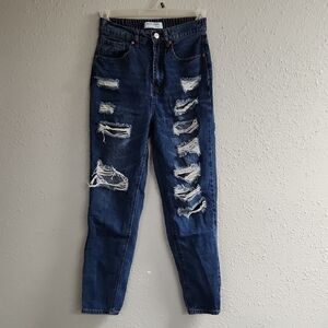 Wax Jean High Rise Ripped Blue Jeans